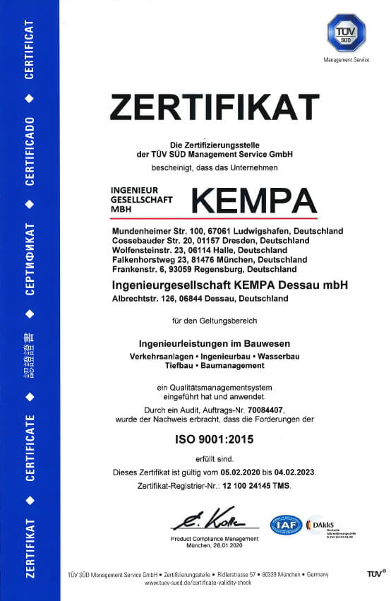 T�V Zertifizierung nach ISO 9001